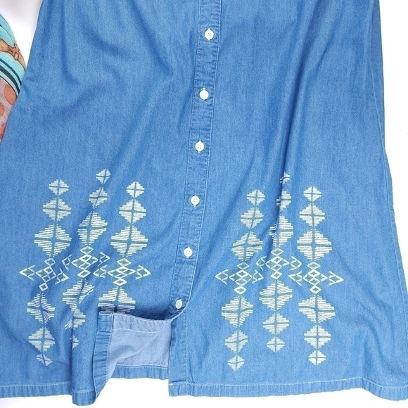 Bit n Bridle Blue Cotton Rayon Blend Sleeveless Dress Sz L - Picture 4 of 10